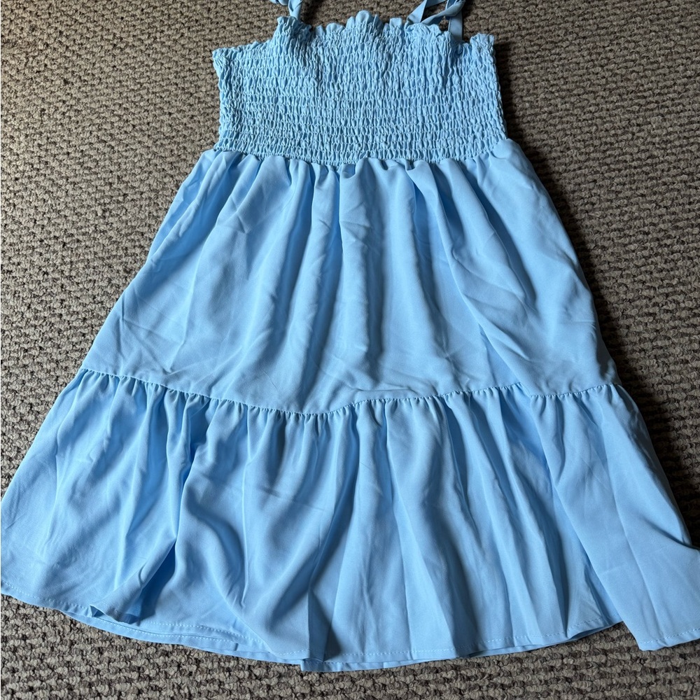 SHEIN Light Blue Smocked Dress
